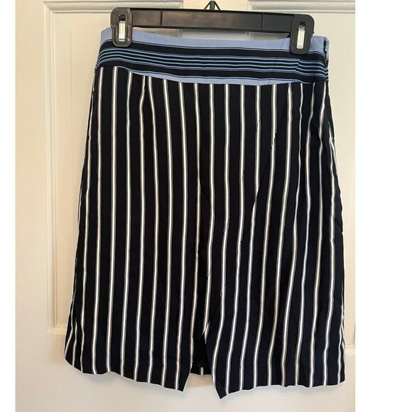 LOFT Dresses & Skirts - NEW Ann Taylor Loft Pinstripe Faux Wrap Skirt Black Blue Stripe Women's 2 P Work